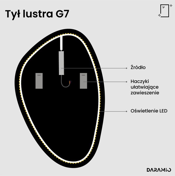 Lustro łazienkowe LED w kształcie kamienia G7