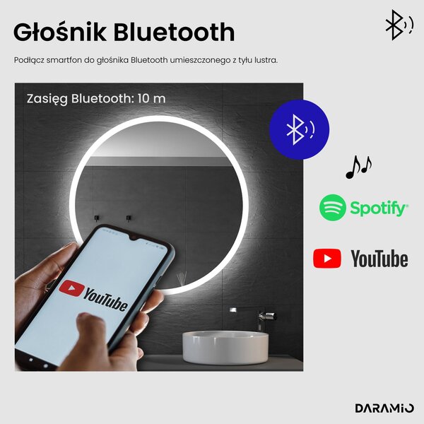 Okrągłe lustro łazienkowe z oświetleniem LED E1