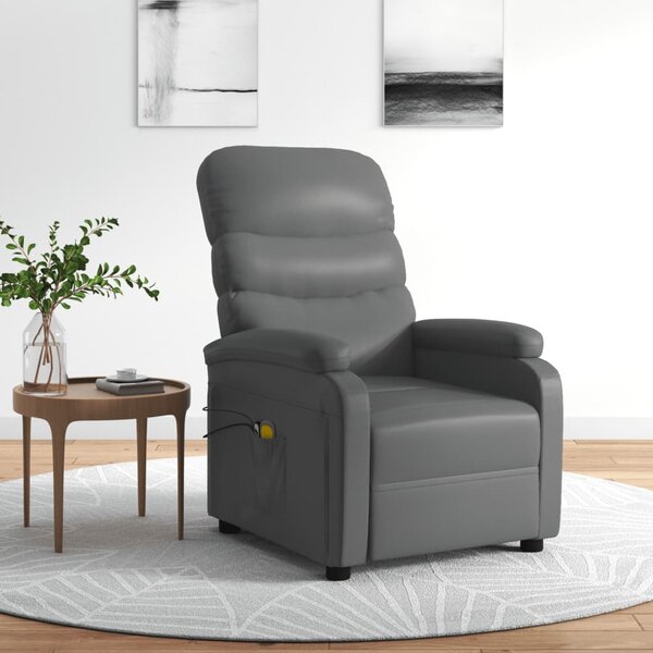 Elektryczny fotel masujący, szary, sztuczna skóra