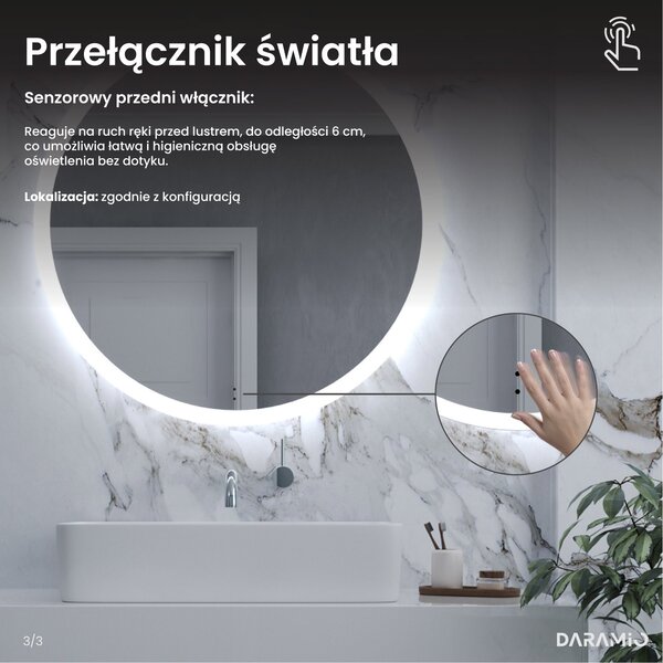 Okrągłe lustro łazienkowe z oświetleniem LED E1