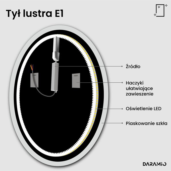 Okrągłe lustro łazienkowe z oświetleniem LED E1
