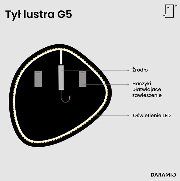 Nietypowe lustro łazienkowe z oświetleniem LED G5