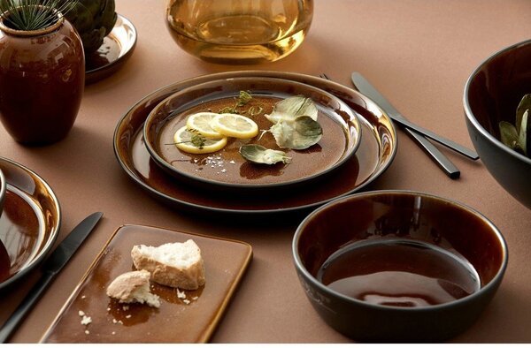 Czarna/w bursztynowym kolorze kamionkowa miska na ramen Gastro Black/Amber – Bitz