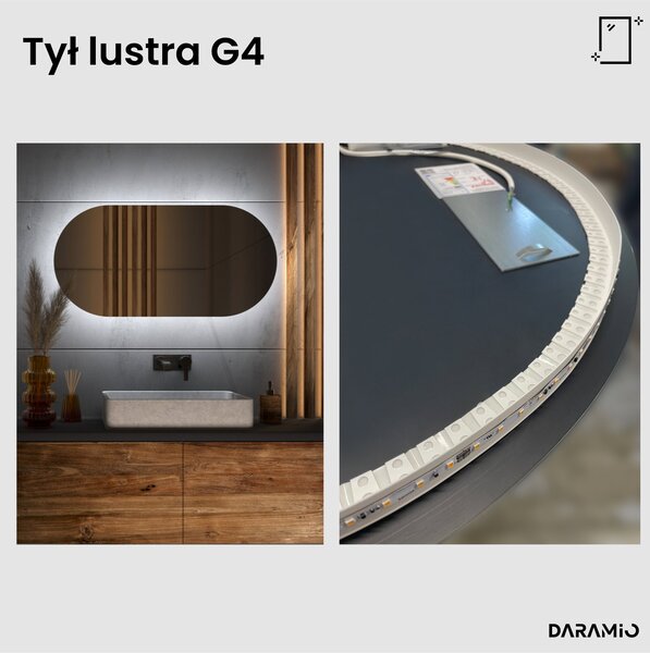 Nietypowe lustro łazienkowe z oświetleniem LED G4
