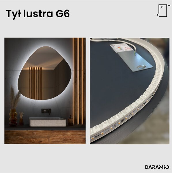 Nietypowe lustro łazienkowe z oświetleniem LED G6