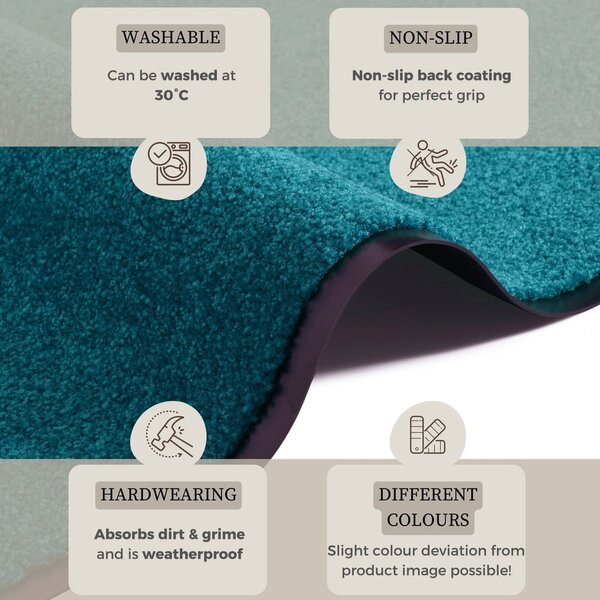 Turkusowa wycieraczka Hanse Home Wash & Clean, 39x58 cm