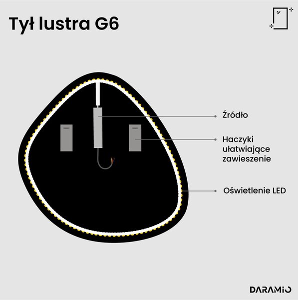 Nietypowe lustro łazienkowe z oświetleniem LED G6