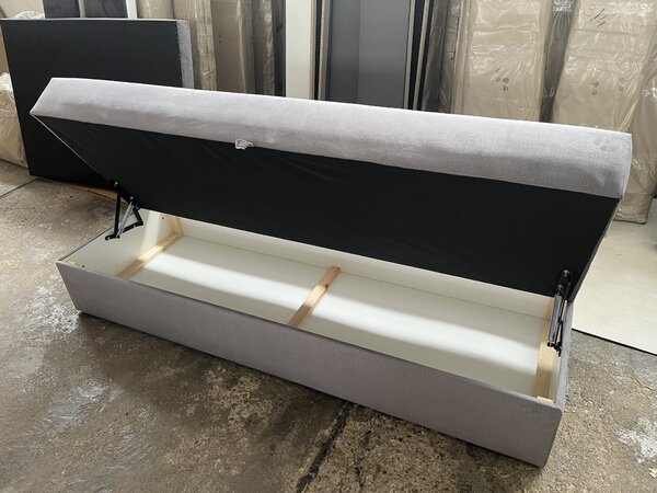 Łóżko 70x200 Tapicerowane hotelowe Albareto + Pojemnik + Materac + Toper Tkaniny I Kolory Do Wyboru