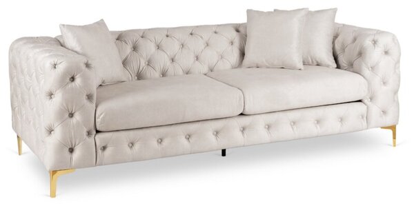 Sofa SORRENTO 3S Trzyosobowa Kremowa Welurowa Nowoczesna Glamour