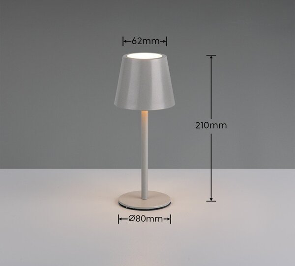 Szara lampa stołowa LED z metalowym kloszem (wysokość 21 cm) Diaz – Reality