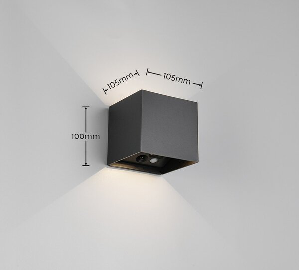Lampa zewnętrzna ścienna LED z czujnikiem ruchu na USB (wysokość 10 cm) Genie – Reality