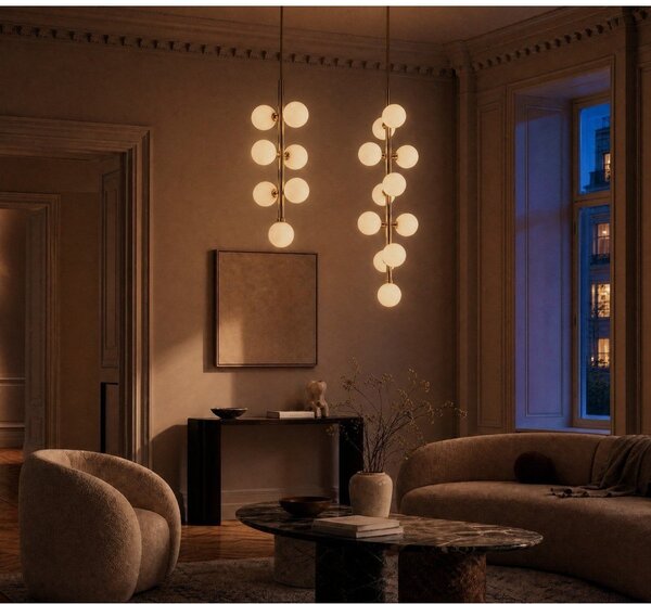 Biała/w kolorze złota metalowa lampa wisząca ze szklanym kloszem ø 27 cm Trieste – Premier Housewares