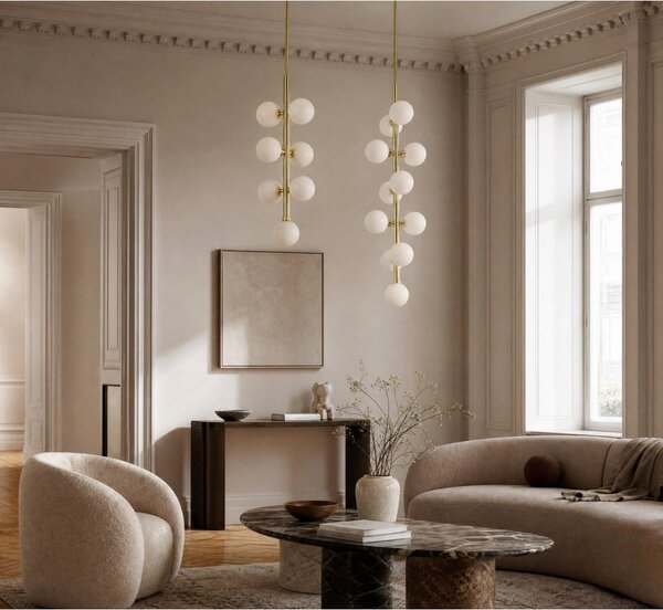 Biała/w kolorze złota metalowa lampa wisząca ze szklanym kloszem ø 27 cm Trieste – Premier Housewares