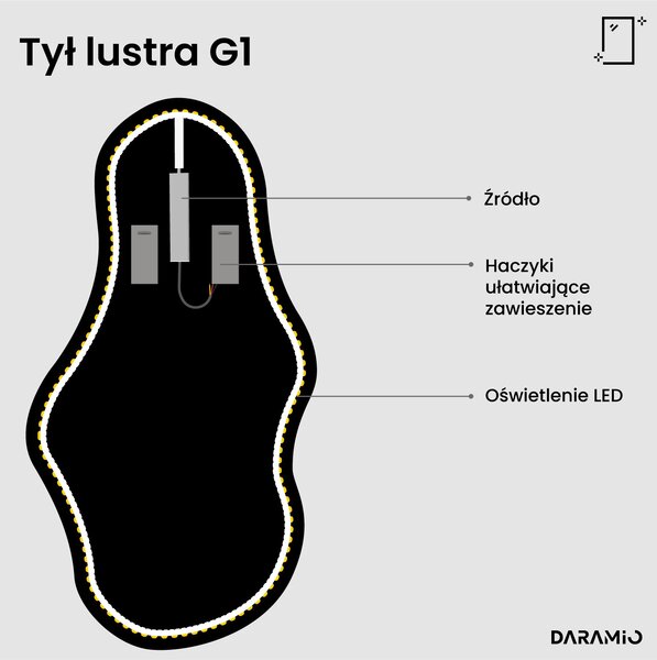 Falowane lustro łazienkowe LED G1