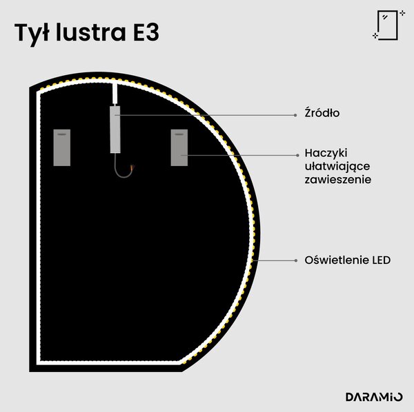 Okrągłe lustro łazienkowe z oświetleniem LED E3