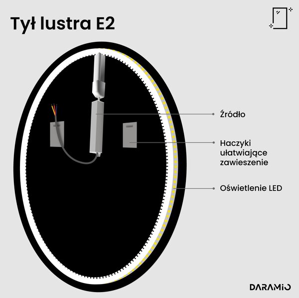 Okrągłe lustro łazienkowe z oświetleniem LED E2