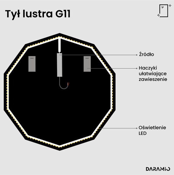 Nietypowe lustro łazienkowe z oświetleniem LED G11