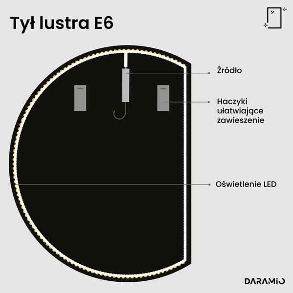 Okrągłe lustro łazienkowe z oświetleniem LED E6