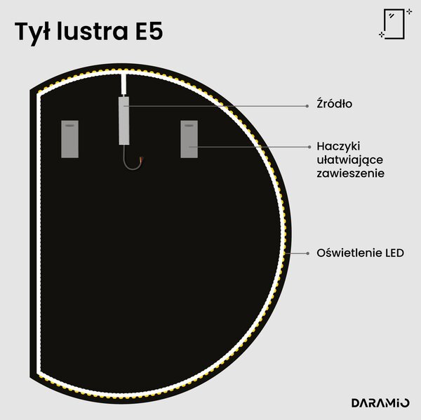 Okrągłe lustro łazienkowe z oświetleniem LED E5