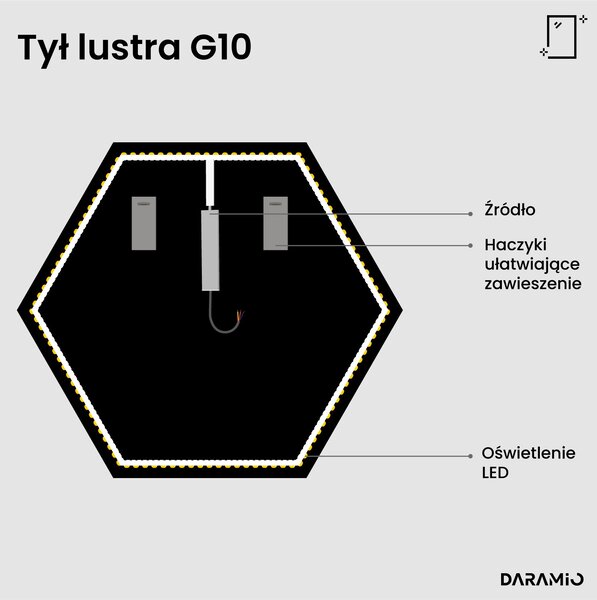 Nietypowe lustro łazienkowe z oświetleniem LED G10