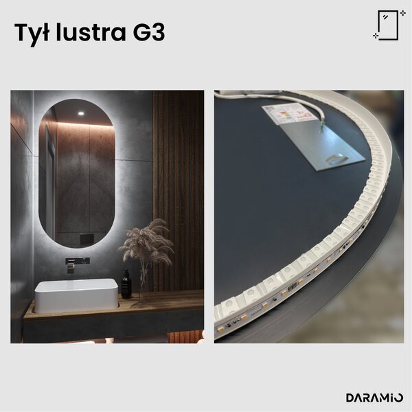 Nietypowe lustro łazienkowe z oświetleniem LED G3