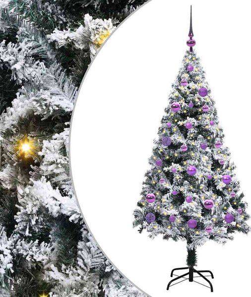 Sztuczna choinka z podstawą Biały 150 cm PVC i Stal i Plastik