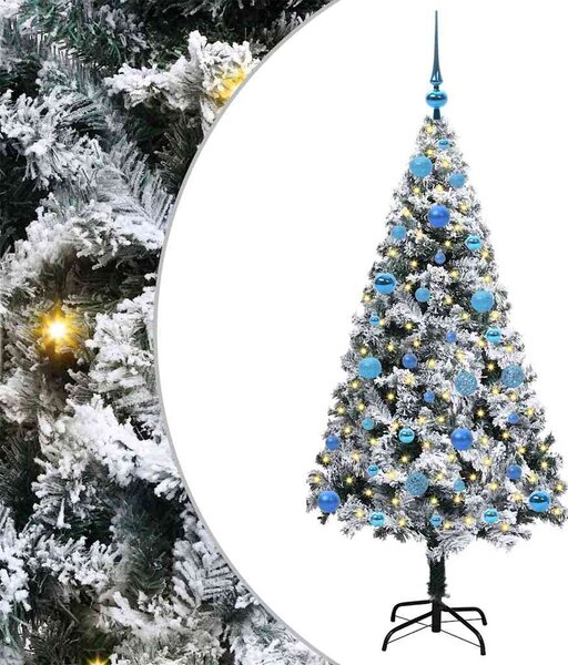 Sztuczna choinka z podstawą Biały 150 cm PVC i Stal i Plastik