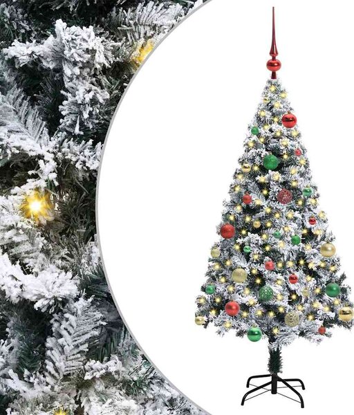 Sztuczna choinka z podstawą Biały 150 cm PVC i Stal i Plastik
