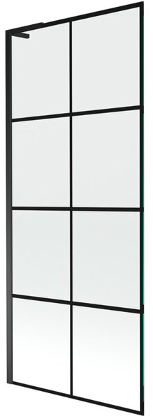 Mexen Next L parawan nawannowy 1-skrzydłowy 80 x 150 cm, czarna kratka, czarny - 895-080-000-03-77-70