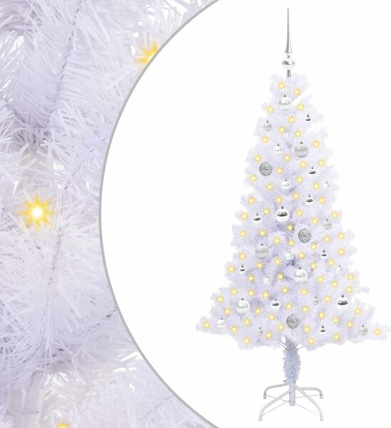 Sztuczna choinka z 150 diodami LED Biały 150 cm PVC i Stal