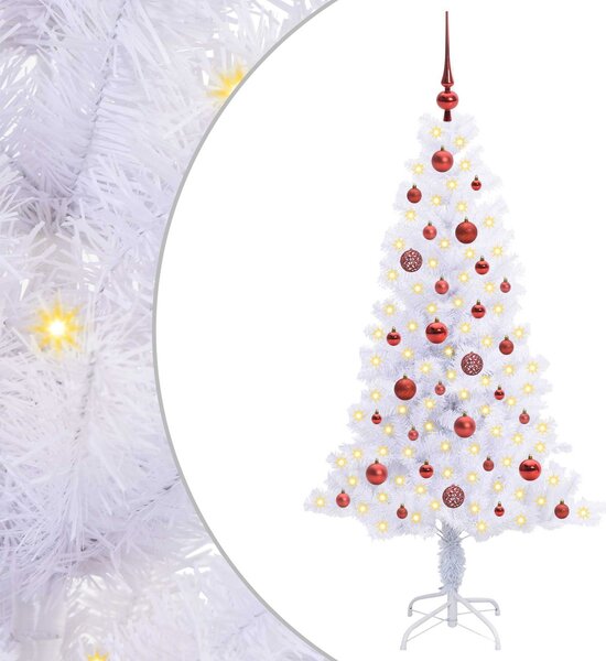 Sztuczna choinka z 150 diodami LED Biały 150 cm PVC i Stal