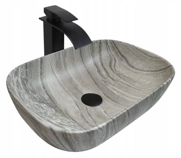 Umywalka nablatowa Estiva ALIA Marmo Gray marmur szara 44,5x32,5x13,5 cm 1 szt