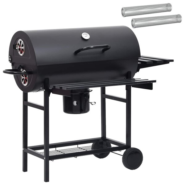 Grill beczkowy na kółkach z półkami 3 pcs 115 x 85 x 95 cm