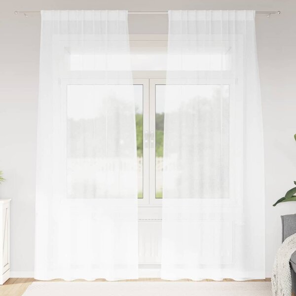 Firany Voile z zasłonami 2 pcs Biały 225 x 140 cm Poliester