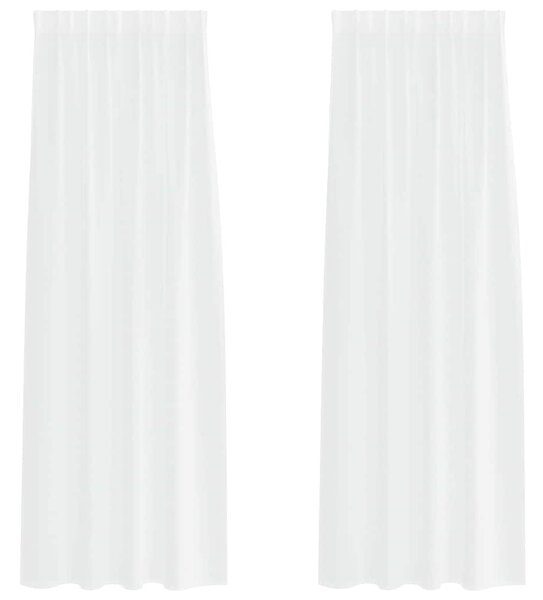 Firany Voile z zasłonami 2 pcs Biały 225 x 140 cm Poliester