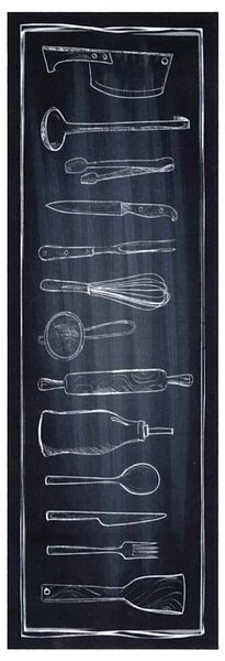 Dywan kuchenny Czarny 180 x 60 cm Aksamit
