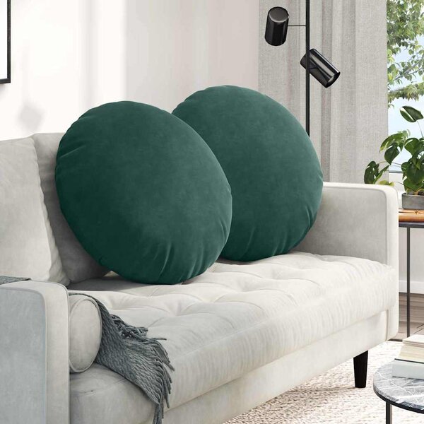 Poduszki na siedziska 2 pcs Ciemna zieleń Ø 80 x 29 cm Aksamit