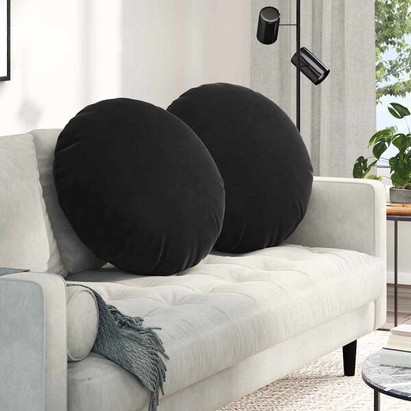 Poduszki na siedziska 2 pcs Czarny Ø 80 x 29 cm Aksamit