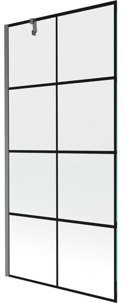Mexen Next parawan nawannowy 1-skrzydłowy 90 x 150 cm, czarna kratka, gun gray szczotkowany - 895-090-000-00-77-66