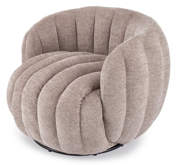 Ciemnobeżowy okrągły fotel do salonu | Umeblowana.com