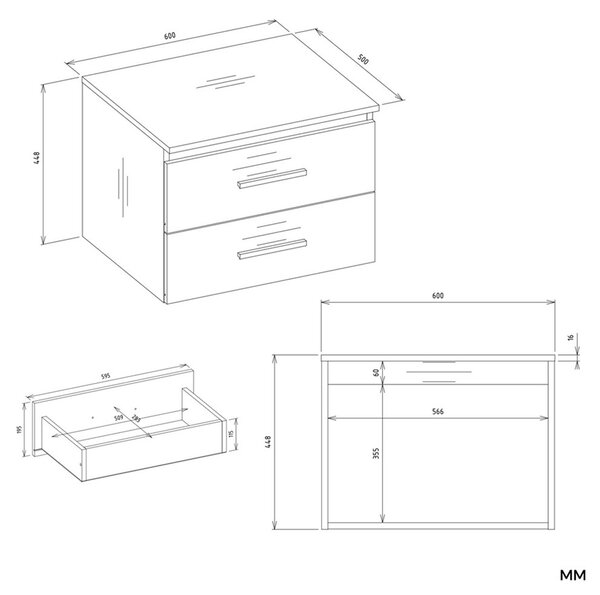 Wisząca szafka pod umywalkę 60 cm | Umeblowana.com