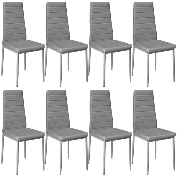 Tectake 404121 8 krzesła do jadalni, sztuczna skóra - szary
