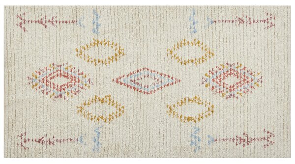 Dywan bawełniany prostokątny 80 x 150 cm geometryczny wzór beżowy Bettiah Beliani