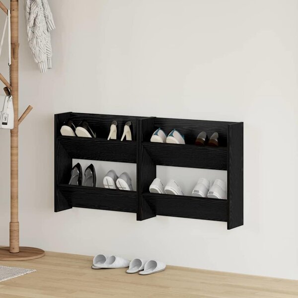 Szafka na buty z półką 2 pcs Czarny Dąb 60 x 18 x 60 cm