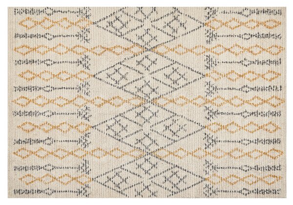 Dywan bawełniany prostokątny 140 x 200 cm geometryczny wzór beżowy Kadapa Beliani