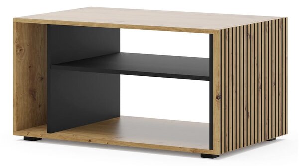 Prostokątna ława do salonu z półką artisan lamele | Umeblowana.com