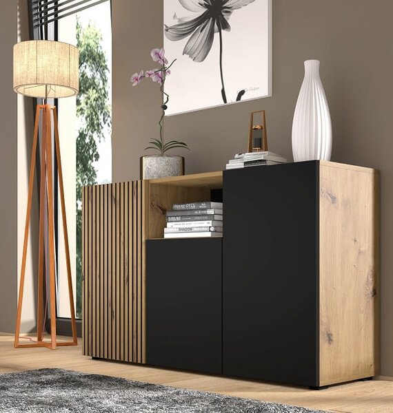Komoda na ubrania do salonu artisan z czarnym | Umeblowana.com