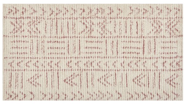 Dywan bawełniany prostokątny 80 x 150 cm geometryczny wzór beżowy Edirne Beliani