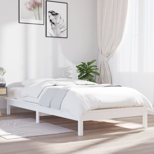 Rama łóżka, biała,75x190 cm, lite drewno sosnowe, pojedyncza