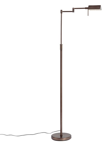 Designerska lampa podłogowa ciemny brąz z LED i ściemniaczem dotykowym - Notia